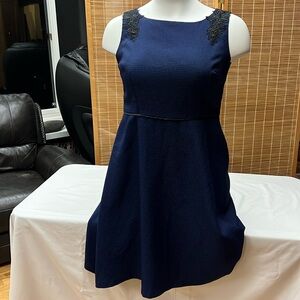 EUC Kasper Black and Blue Dress with Lace Accents